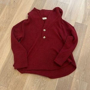 Like new sweater with hood. Burgundy. Size small.